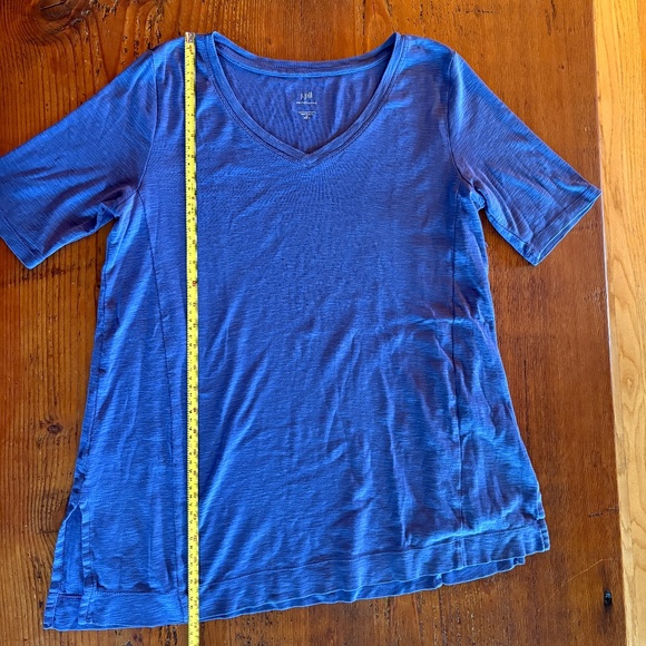 Free J.Jill FLAWED Pima Elbow Sleeve Tunic Size Medium Petite Blue with Purchase - Picture 4 of 6